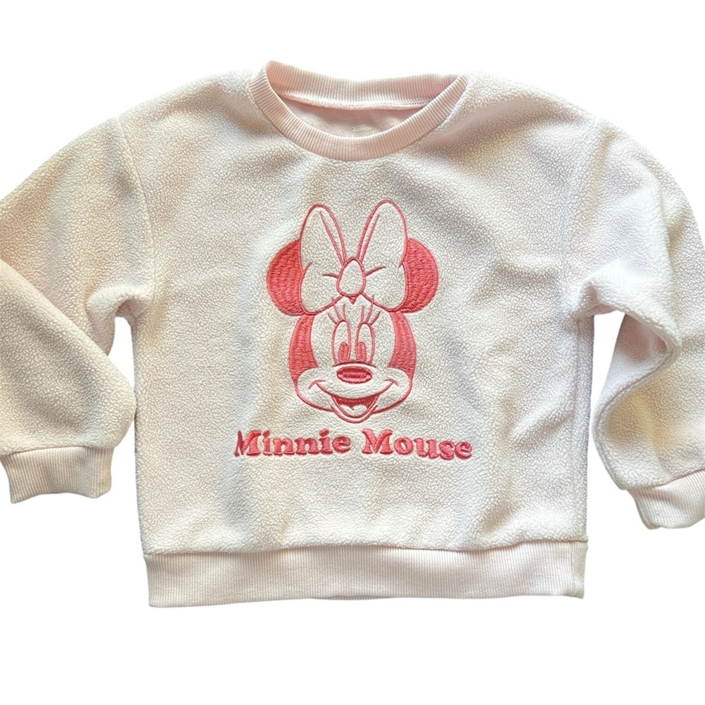 Disney Junior Minnie Mouse Light Pink Fleece Pullover Sweatshirt Girls Size 4T - Picture 1 of 6